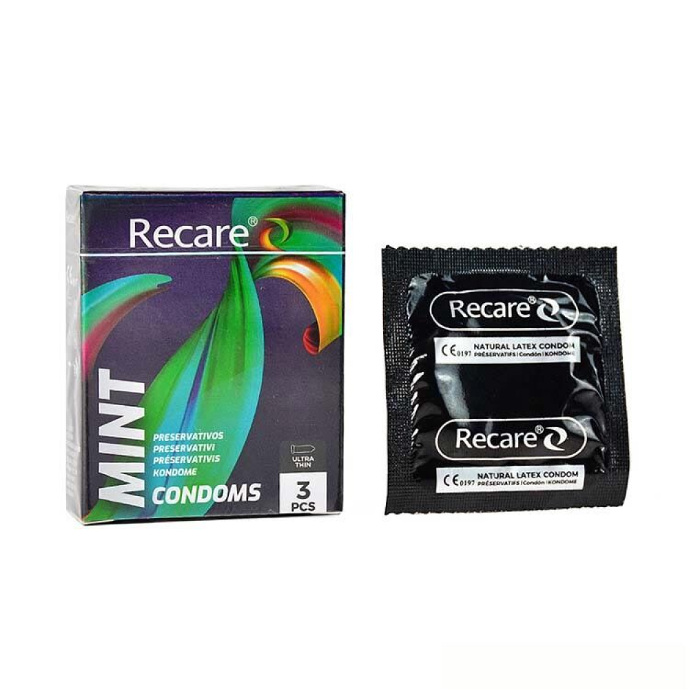 Презервативы Holographic Recare Ultra Thin Mint Condoms 3 шт, ультратонкие, аромат: мята