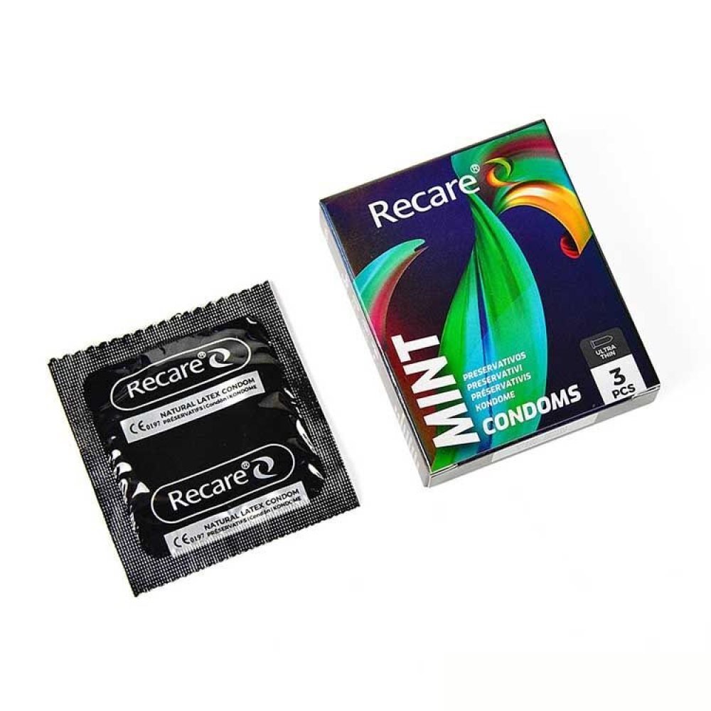 Презервативы Holographic Recare Ultra Thin Mint Condoms 3 шт, ультратонкие, аромат: мята