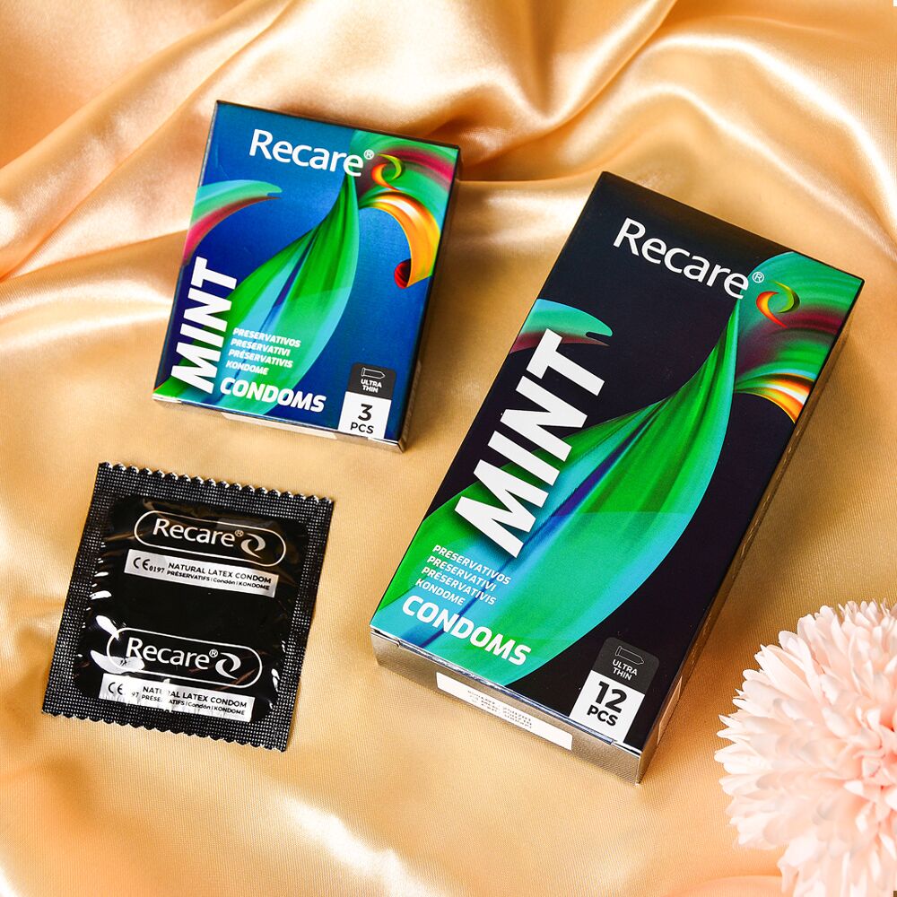 Презервативы Holographic Recare Ultra Thin Mint Condoms 3 шт, ультратонкие, аромат: мята