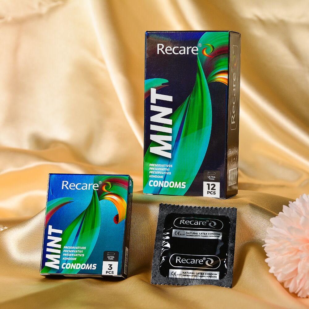 Презервативы Holographic Recare Ultra Thin Mint Condoms 3 шт, ультратонкие, аромат: мята