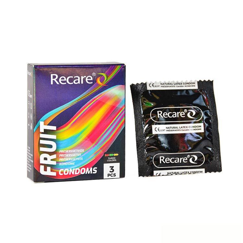 Презервативы Holographic Recare Color Fruit Flavour Condoms 3 шт, ароматы: мята, банан, клубника