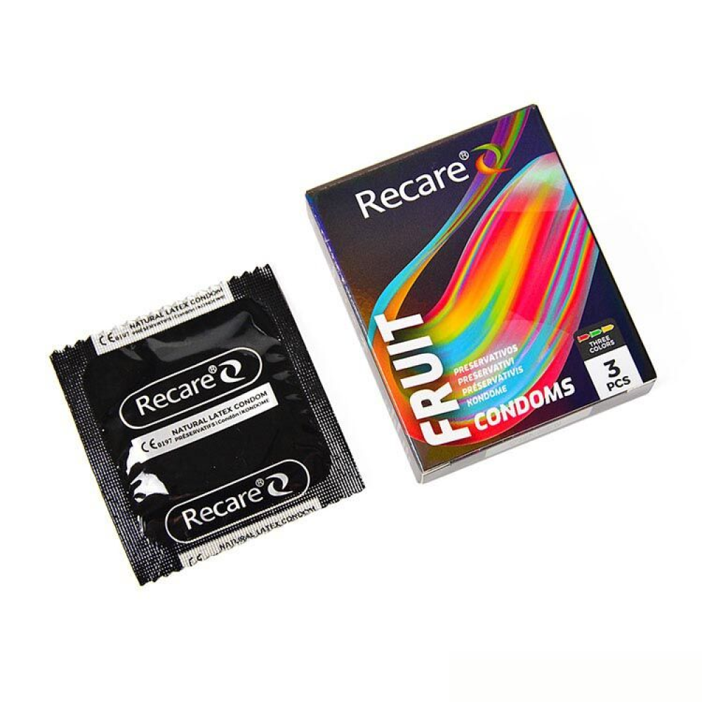 Презервативы Holographic Recare Color Fruit Flavour Condoms 3 шт, ароматы: мята, банан, клубника