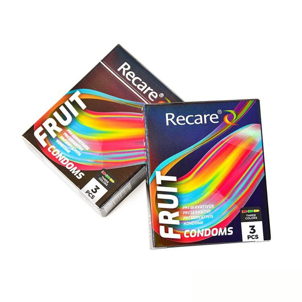 Презервативы Holographic Recare Color Fruit Flavour Condoms 3 шт, ароматы: мята, банан, клубника