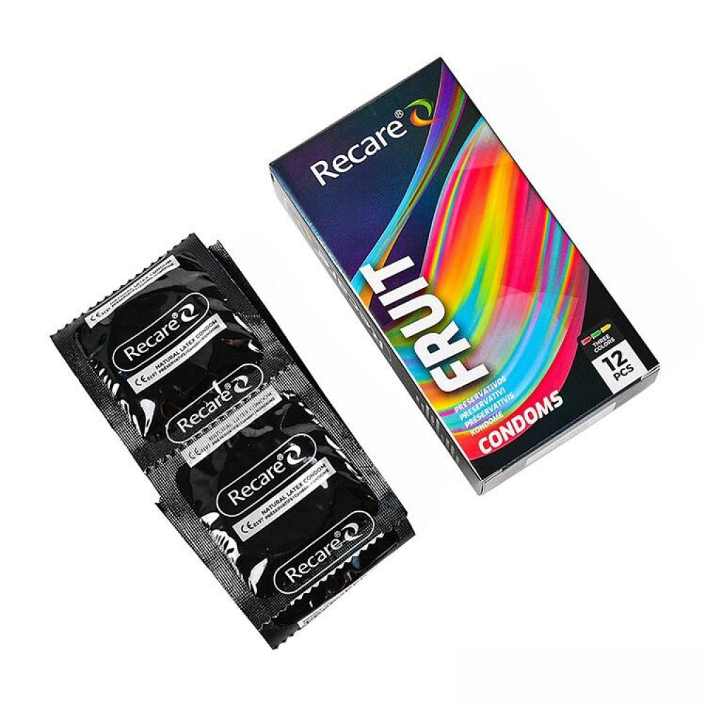 Презервативы Holographic Recare Color Fruit Flavour Condoms 12 шт, ароматы: мята, банан, клубника