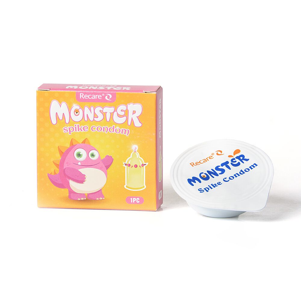 Насадка на член Recare Pink Monster Spike Condom (презерватив с шариками и усиками)
