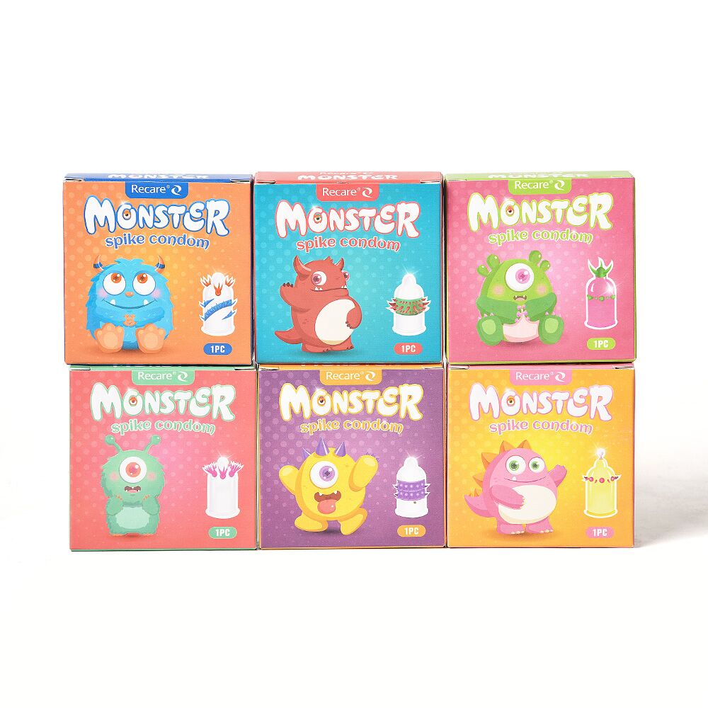 Насадка на член Recare Pink Monster Spike Condom (презерватив с шариками и усиками)
