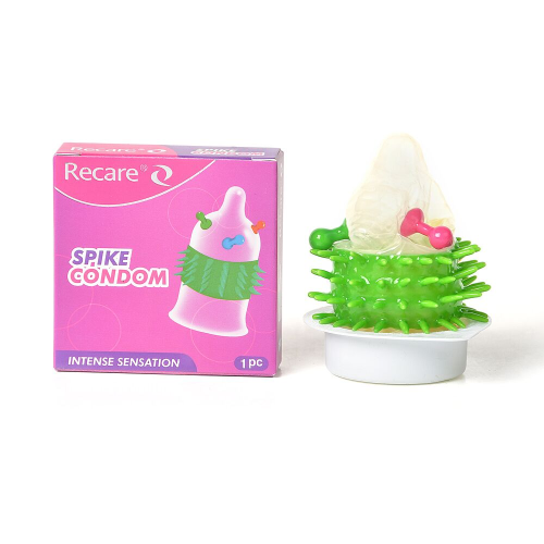 Насадка на член Recare Spike Condom Pink (презерватив с шариками и рядами шипов)