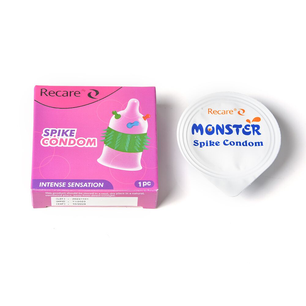 Насадка на член Recare Spike Condom Pink (презерватив с шариками и рядами шипов)