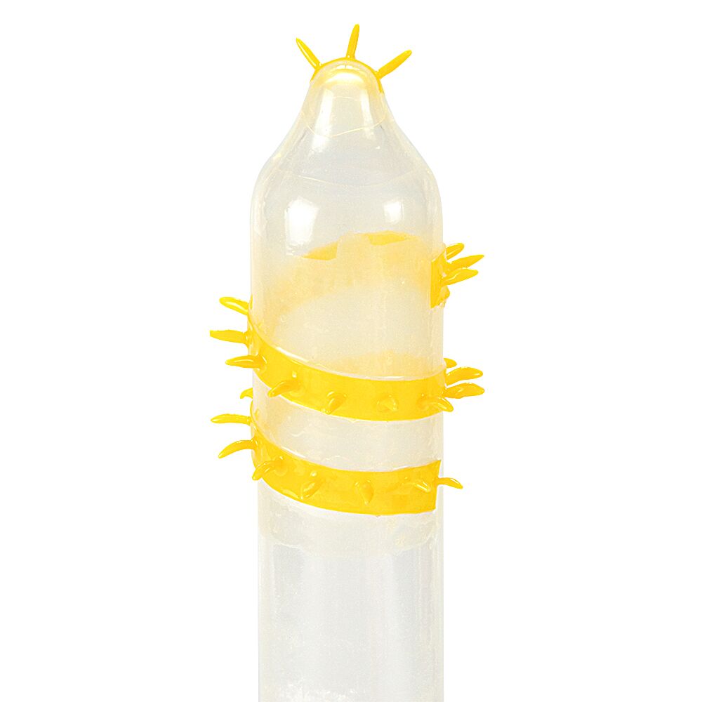 Насадка на член Recare Spike Condom Yellow (презерватив с усиками и спиралью шипов)