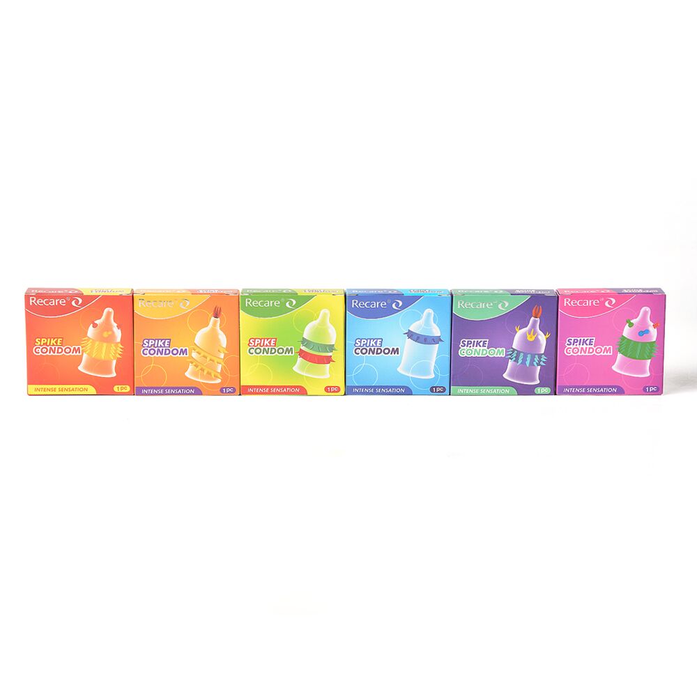 Насадка на член Recare Spike Condom Yellow (презерватив с усиками и спиралью шипов)