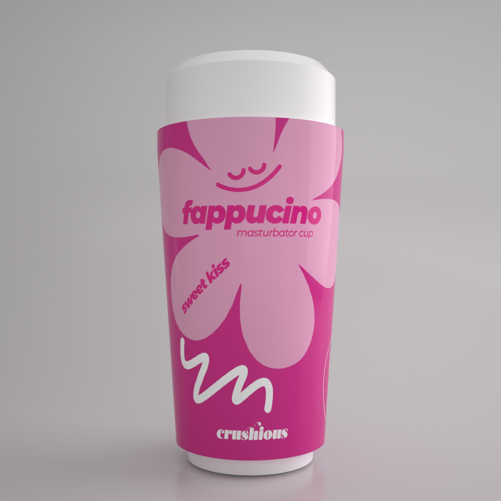Портативный мастурбатор рот CRUSHIOUS FAPPUCINO в виде стаканчика кофе, с крышкой