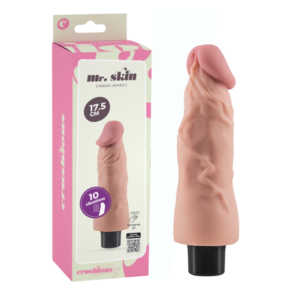 Вибратор реалистичный CRUSHIOUS Mr. Skin, 10 режимов, бежевый, 17,5 х 4 см