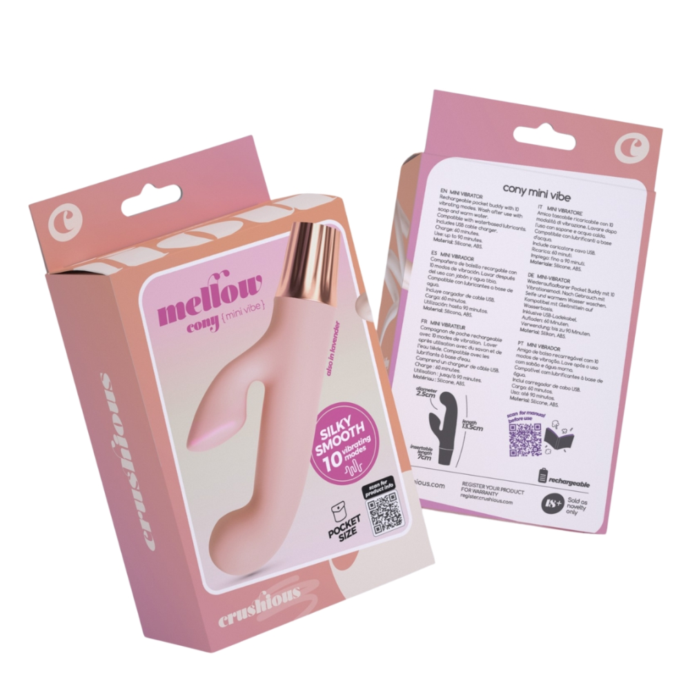 Вибратор-кролик CRUSHIOUS Mellow Cony, розовый, 13,5 х 2,5 см