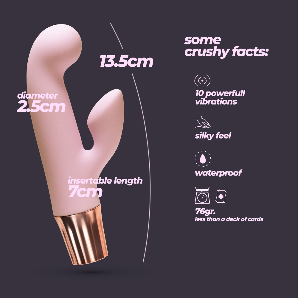 Вибратор-кролик CRUSHIOUS Mellow Cony, розовый, 13,5 х 2,5 см