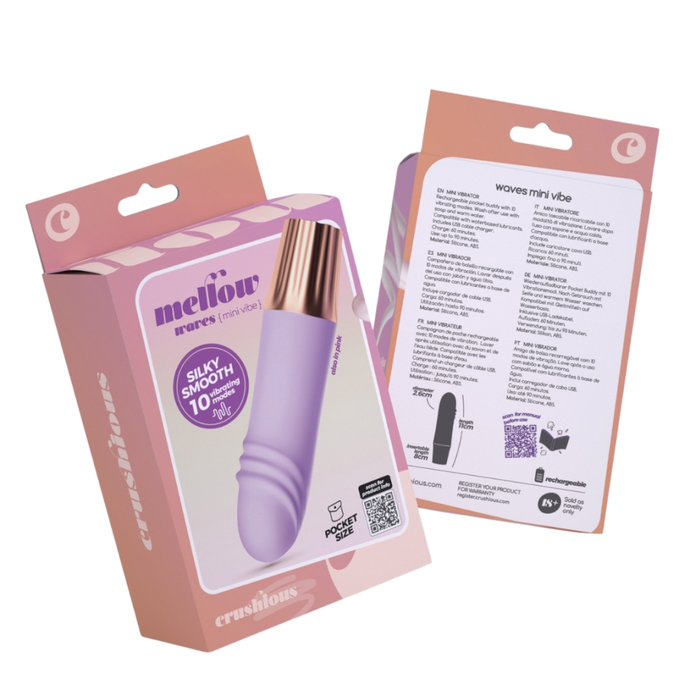 Мини-вибратор CRUSHIOUS Mellow Waves, лавандовый, 11 х 2,6 см