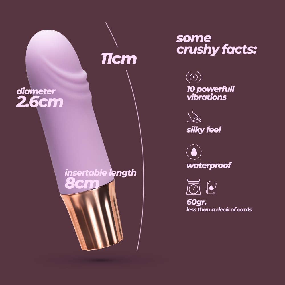 Мини-вибратор CRUSHIOUS Mellow Waves, лавандовый, 11 х 2,6 см