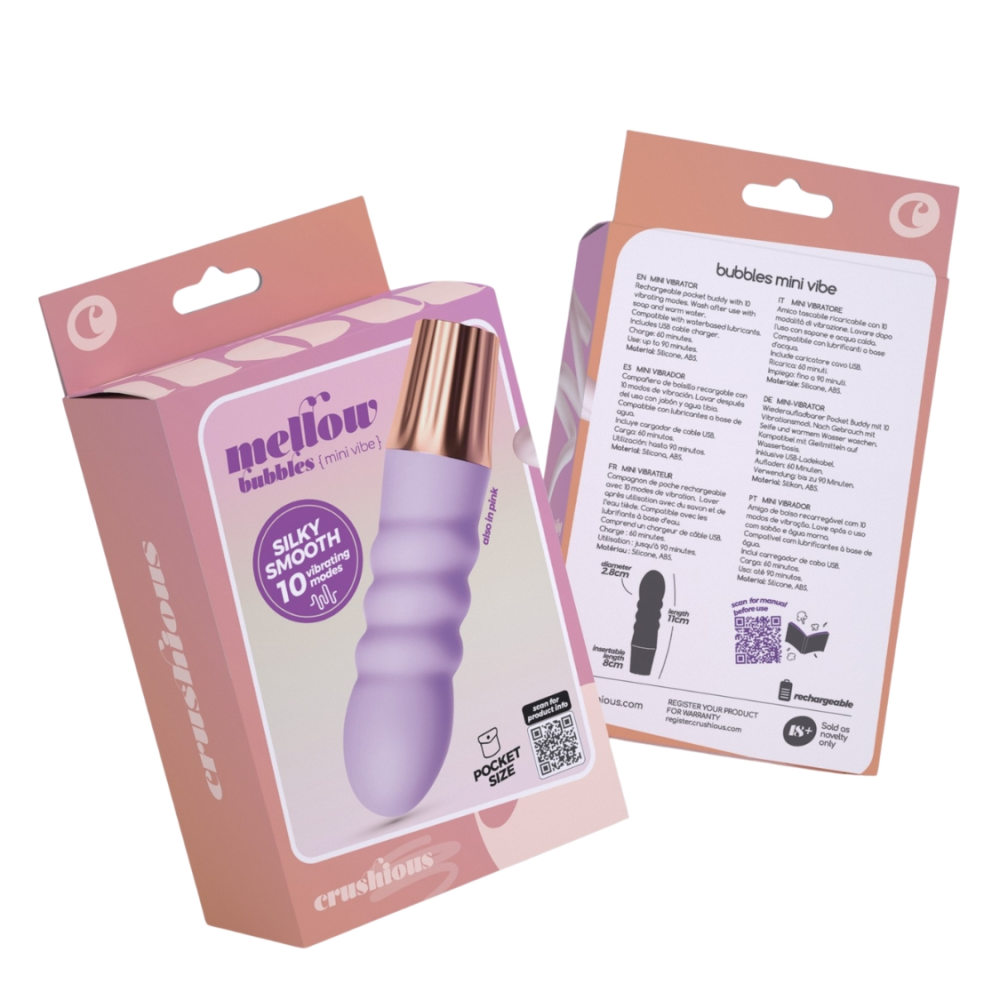 Мини-вибратор CRUSHIOUS Mellow Bubbles, лавандовый, 11 х 2,8 см