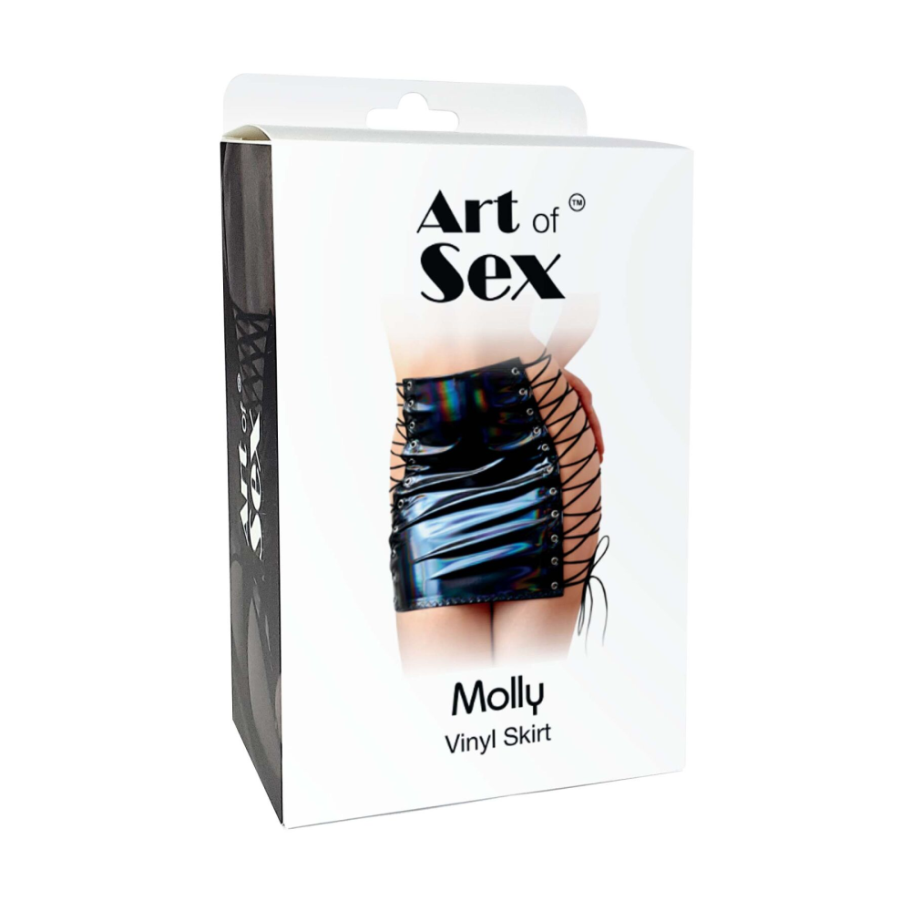 Лакированная юбка на шнуровке Art of Sex - Molly, цвет красный, XS-M