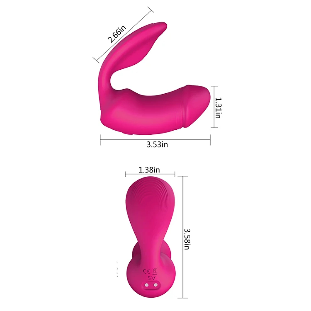 Вагинально-клиторальный вибратор Dream Toys Essentials с пультом, розовый, 9 × 3 см