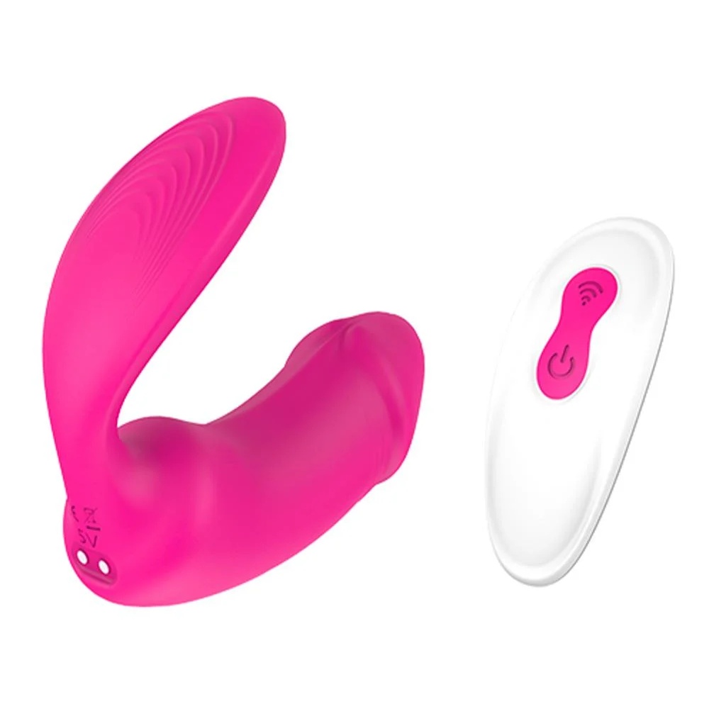 Вагинально-клиторальный вибратор Dream Toys Essentials с пультом, розовый, 9 × 3 см