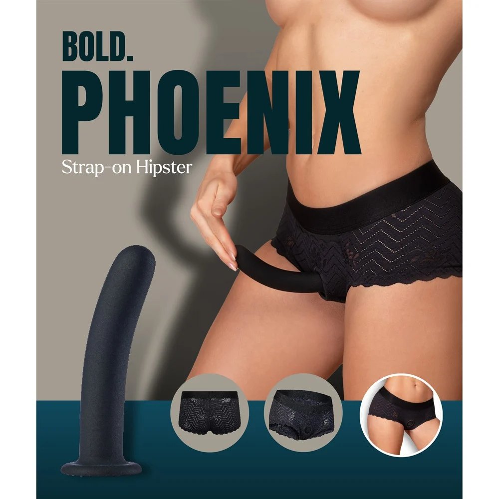 Страпон на кружевных трусиках Dream Toys Bold Phoenix, S, черный, 15,5 × 3 см