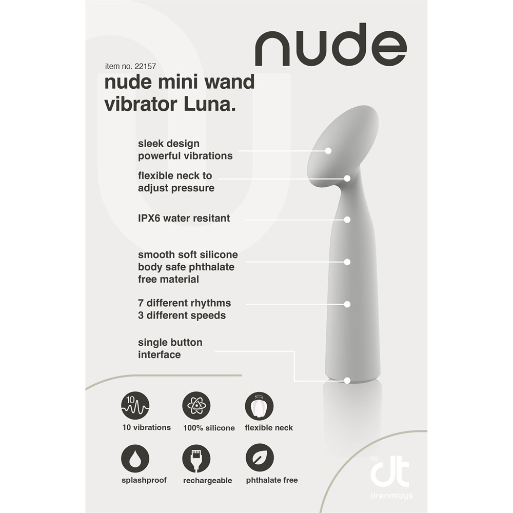 Точечный вибратор в форме мини-микрофона NUDE LUNA, серый, 16,2 см