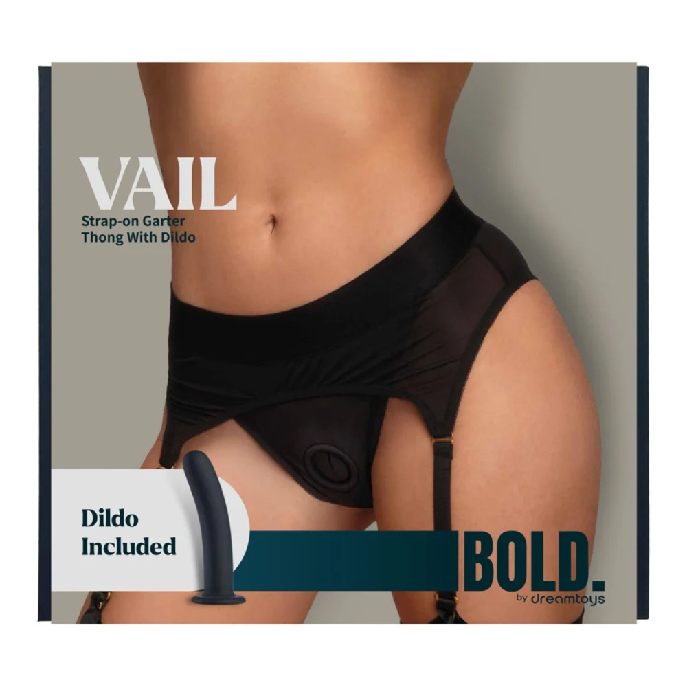 Страпон с трусиками-подвязками Dream Toys Bold Vail, черный, размер S