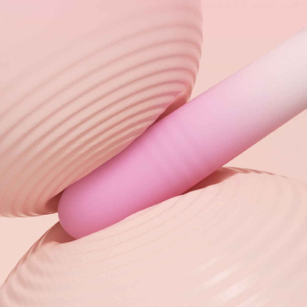Двойной вибратор Zemalia Arousal с фрикцией и вакуумным стимулятором + APP, градиент розовый