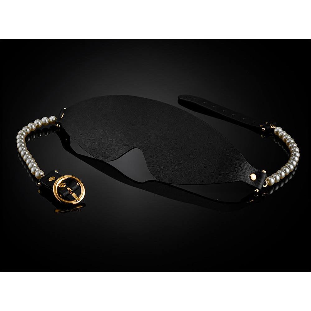 Маска BDSM Boudoir Pearl Blindfold Guilty Pleasure, черно-золотая