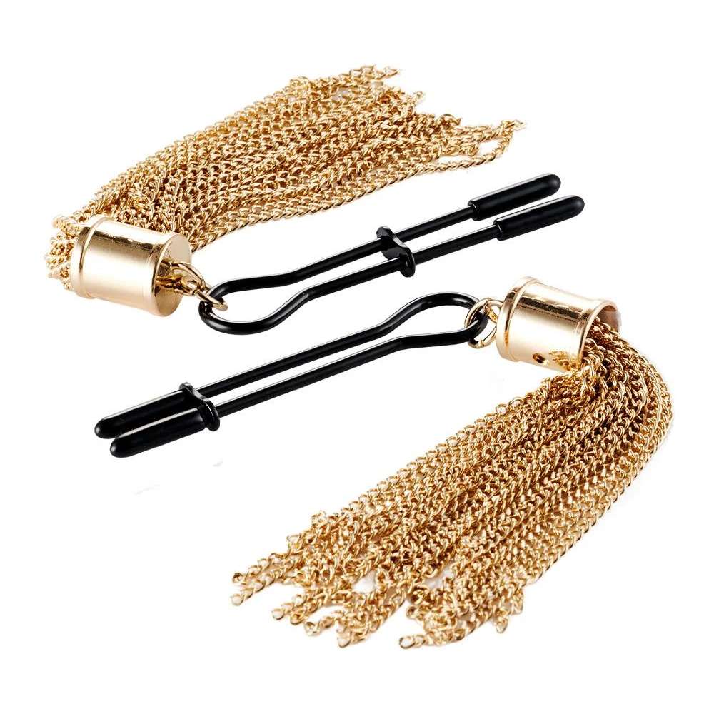 Зажимы для сосков Guilty Pleasure Tassel Tease Clamps, черно-золотые