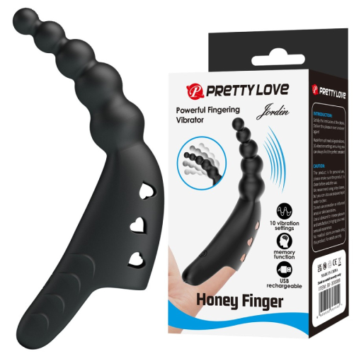 Вибратор на палец Pretty Love Honey Finger черный, 12.2 х 2.1 см