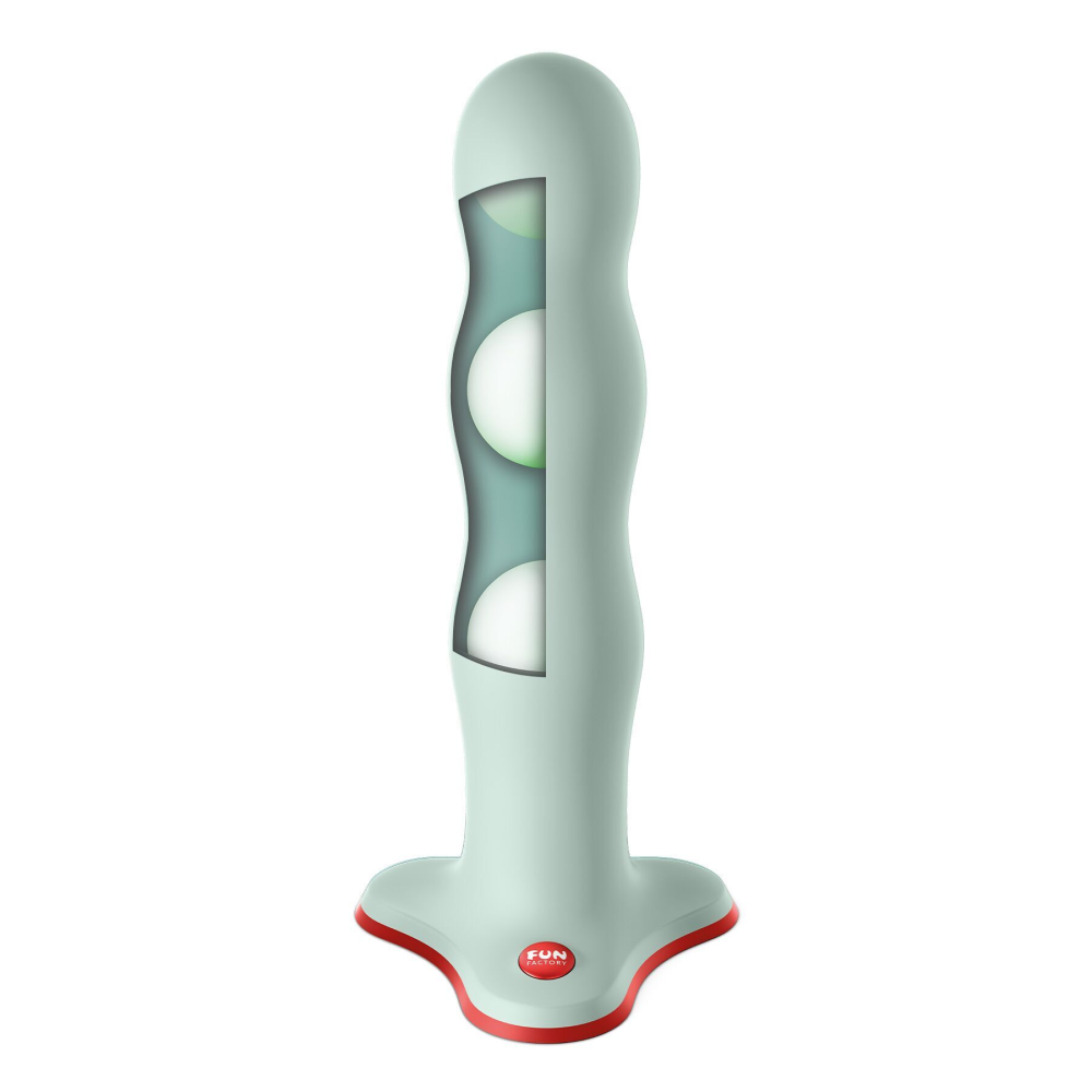 Фаллоимитатор Fun Factory BOUNCER Light Green, шарики внутри, эффект вибрации, диаметр 3,9 см