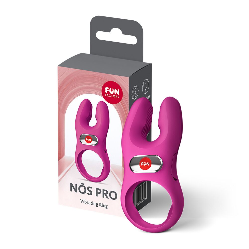 Эрекционное виброкольцо с двойной стимуляцией клитора Fun Factory NŌS PRO Magenta, 2 мотора