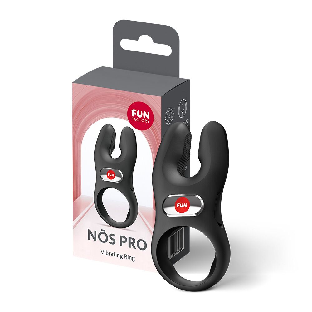 Эрекционное виброкольцо с двойной стимуляцией клитора Fun Factory NŌS PRO Black, 2 мотора