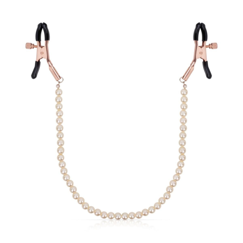 Зажимы для сосков с жемчужной цепочкой Rosy Gold - Nipple Clamps Pearls