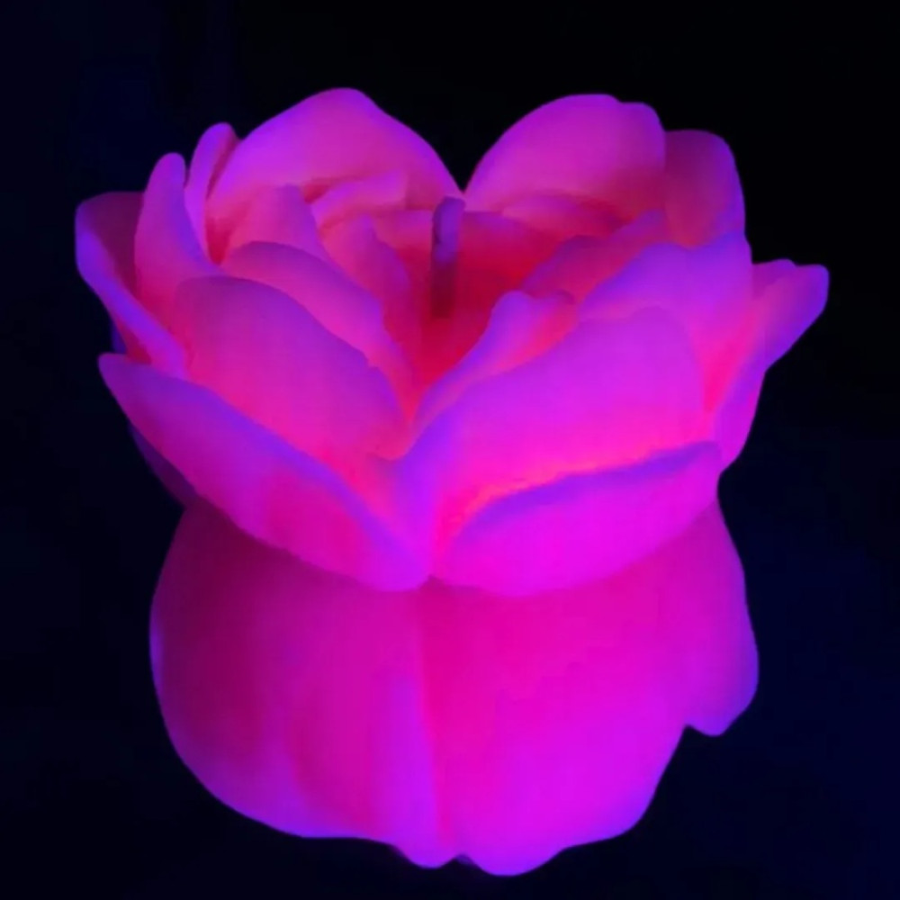 Свеча роза люминесцентная GlowKink 62 г, низкотемпературная, L, для БДСМ, персиковая