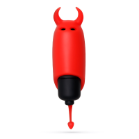 Мини-вибратор вибропуля с насадкой Crushios O-Pet Devil красного цвета, 9.2 х 2.5 см