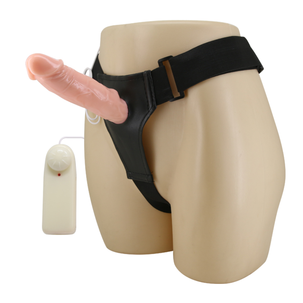 Страпон полый (фаллопротез) с вибрацией Baile Vibrating Strap On, беж, 19 x 4 cм