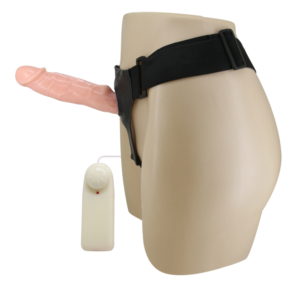 Страпон полый (фаллопротез) с вибрацией Baile Vibrating Strap On, беж, 19 x 4 cм