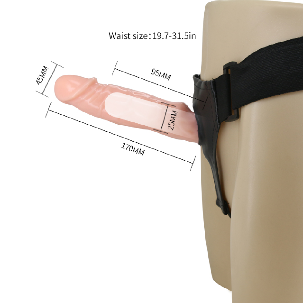 Страпон полый (фаллопротез) с вибрацией Baile Vibrating Strap On, беж, 19 x 4 cм