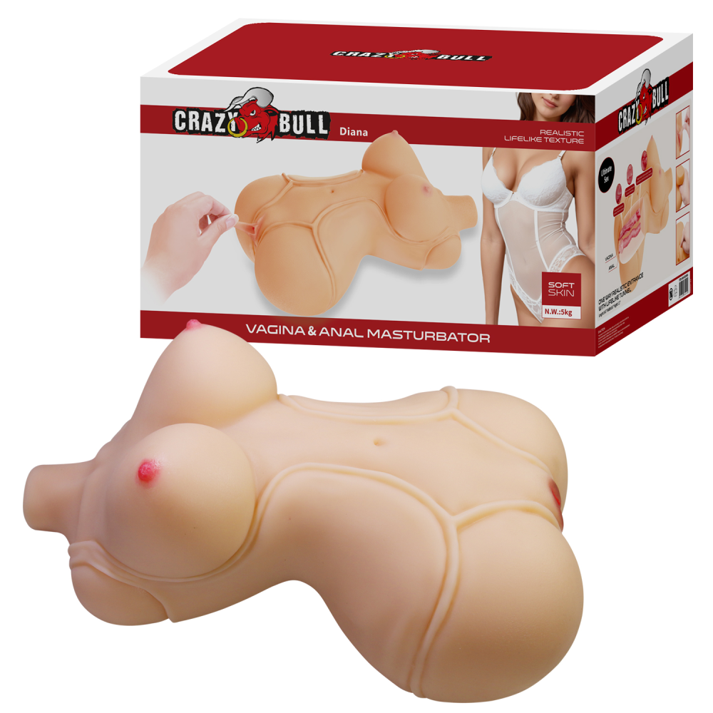 Мастурбатор-торс CRAZY BULL Diana, реалистичный, 37 см х 22 см