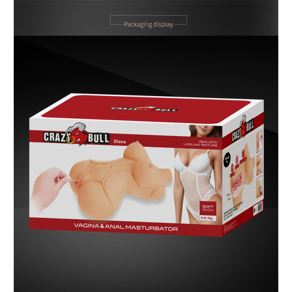 Мастурбатор-торс CRAZY BULL Diana, реалистичный, 37 см х 22 см
