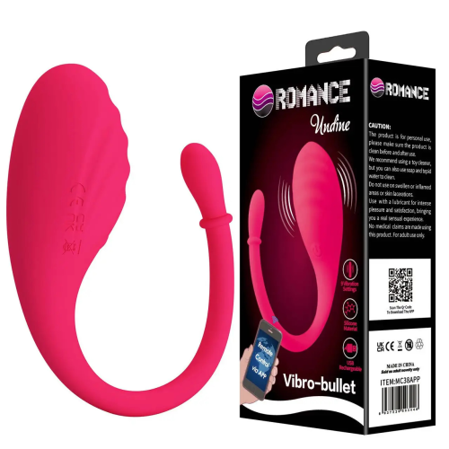 Виброяйцо BAILE Romance Undine силиконовое, с приложением, розовое, 20.5 х 3.4 см