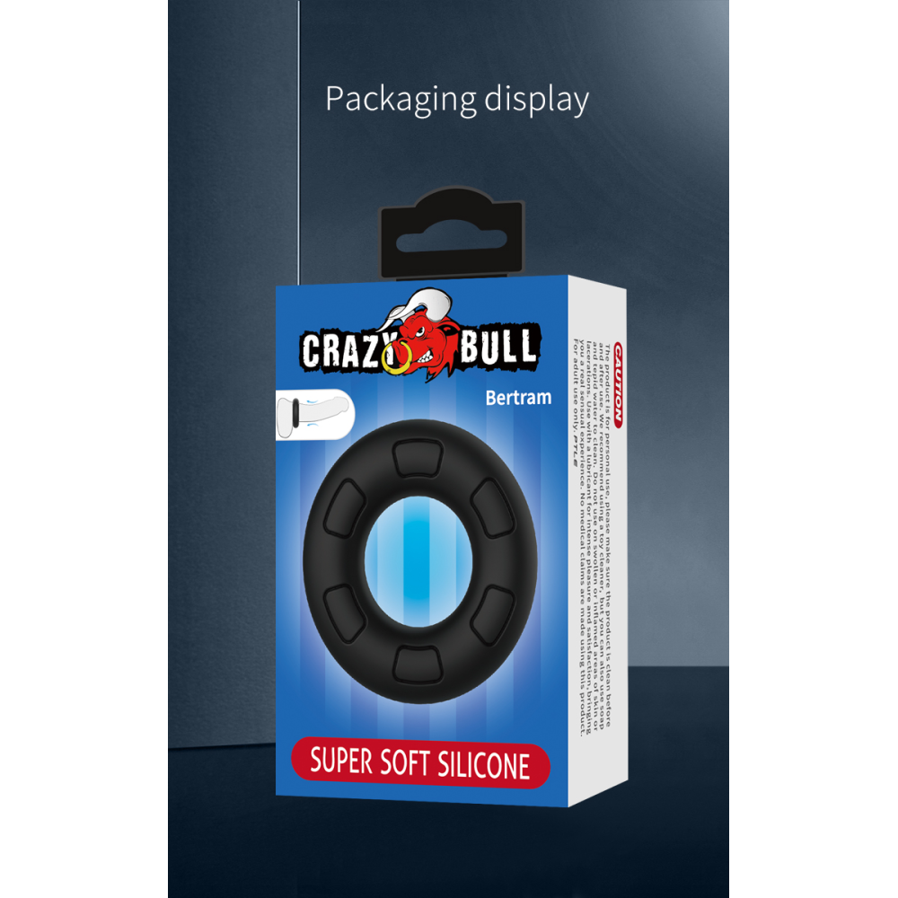 Эрекционное кольцо Crazy Bull Bertram, черное, 6,6 х 1,8 см