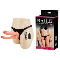 Женский двойной страпон с вибрацией Baile Ultra Passionate, беж