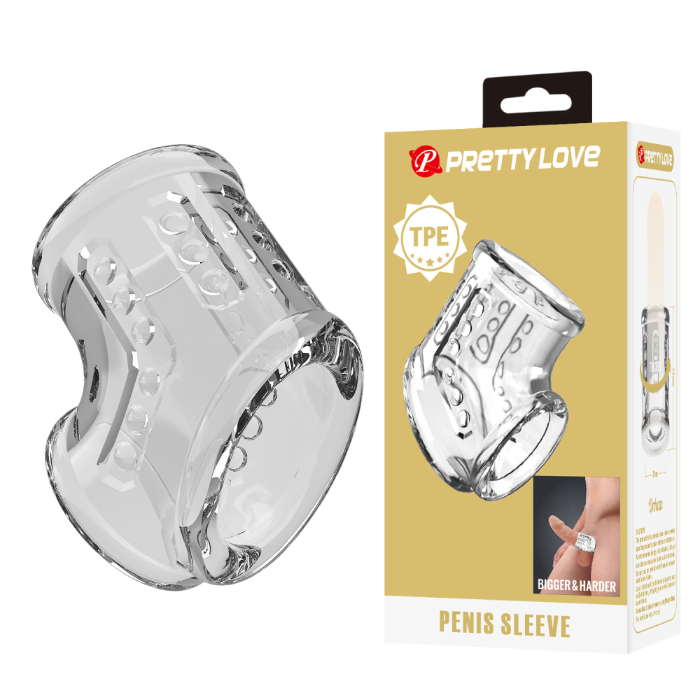 Стимуююча насадка на пеніс Pretty Love Penis Sleeve, прозора, 7,2 х 4,7 см