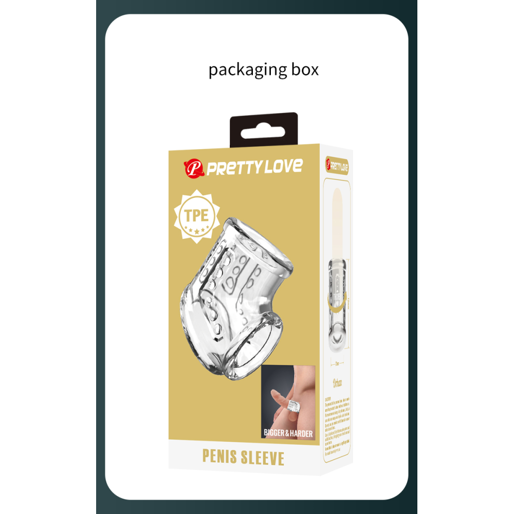 Стимуююча насадка на пеніс Pretty Love Penis Sleeve, прозора, 7,2 х 4,7 см