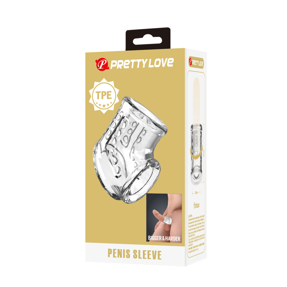 Стимуююча насадка на пеніс Pretty Love Penis Sleeve, прозора, 7,2 х 4,7 см
