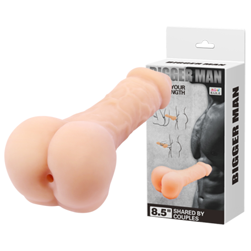 Мастурбатор-насадка в виде пениса BAILE Bigger Man Penis реалистичный, киберкожа, 21.5 × 4.5 см