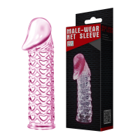 Насадка удлиняющая на пенис BAILE, розовая, 11.7 × 3 см